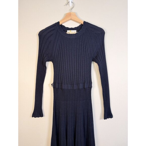 Boden Women’s Sweater Dress US 2P Navy Blue Ribbed Knit Round Scalloped Neck - Picture 3 of 12